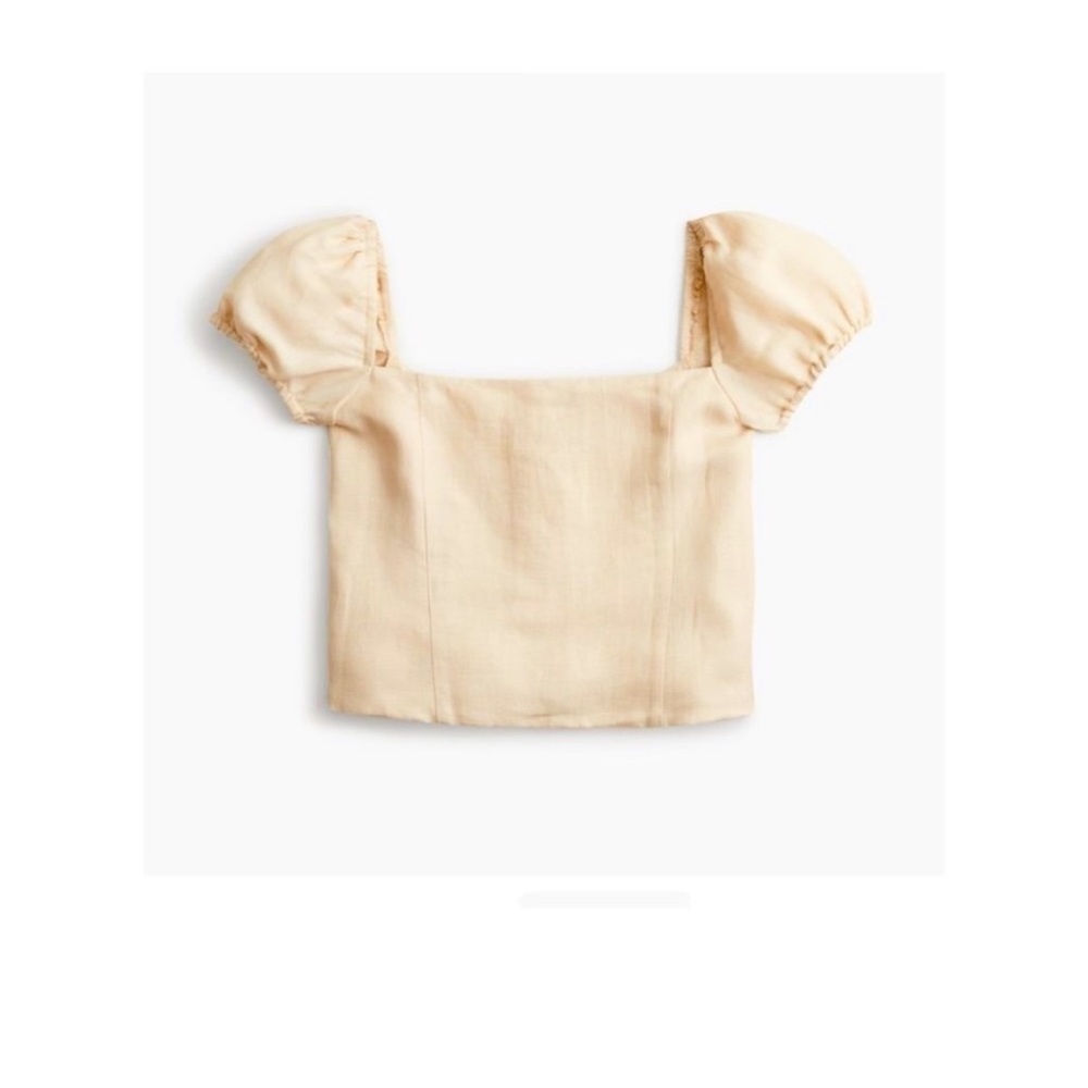 J. Crew square neck cropped linen/cupro top size M cream
